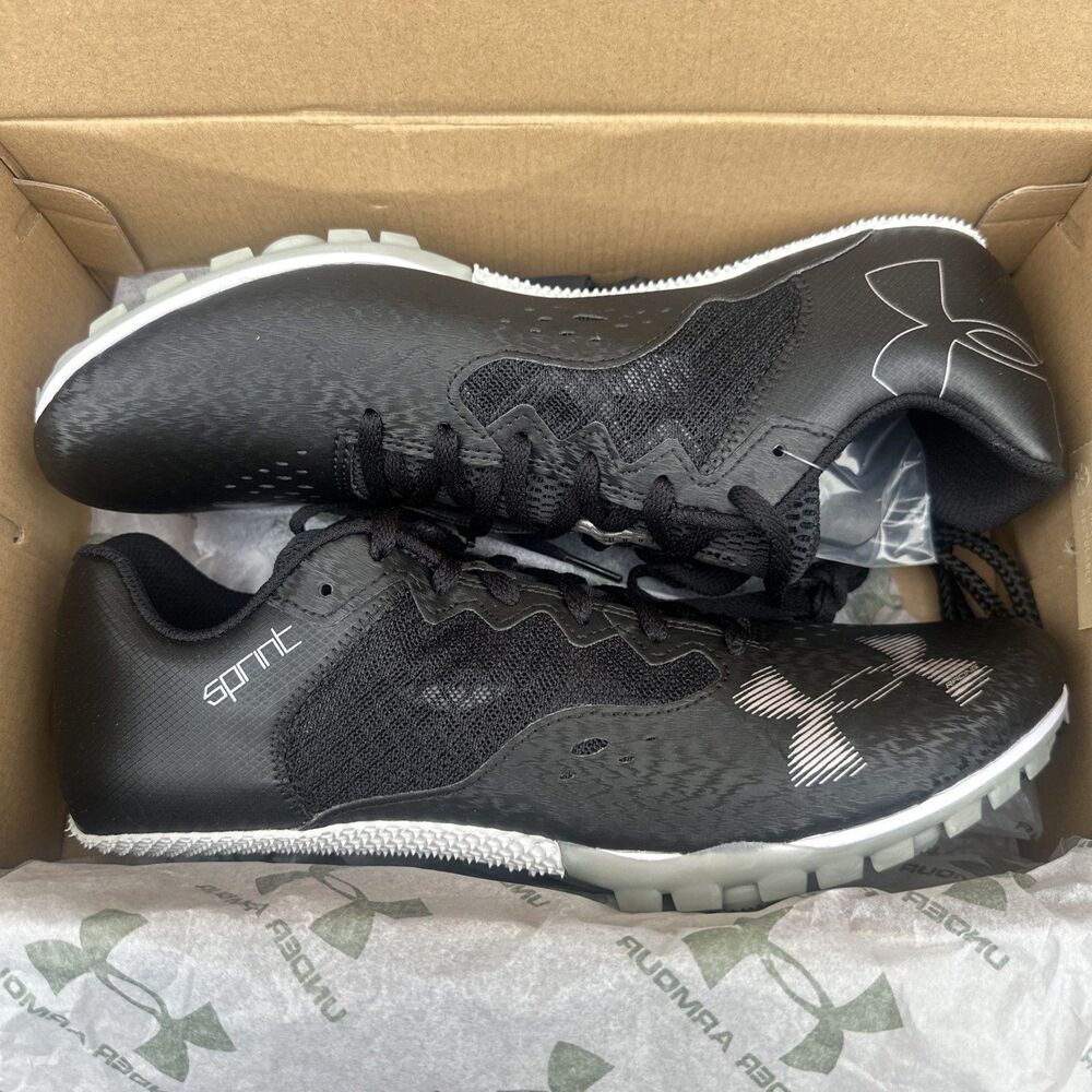 Under Armour U Kick Sprint 4 Track Shoes W/ Spikes Bag & Box Size 12 Mens